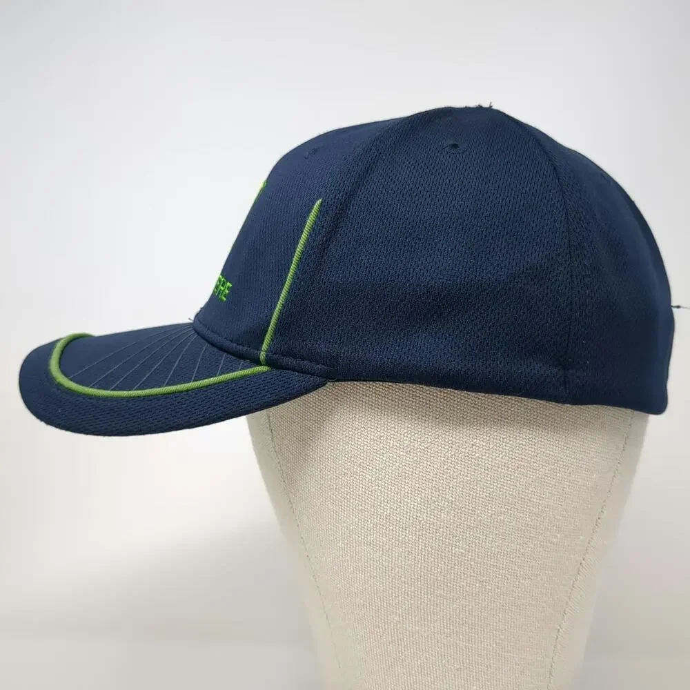 John Deere Baseball Cap Blue One Size Fitted Green Piping Logo Agriculture Hat